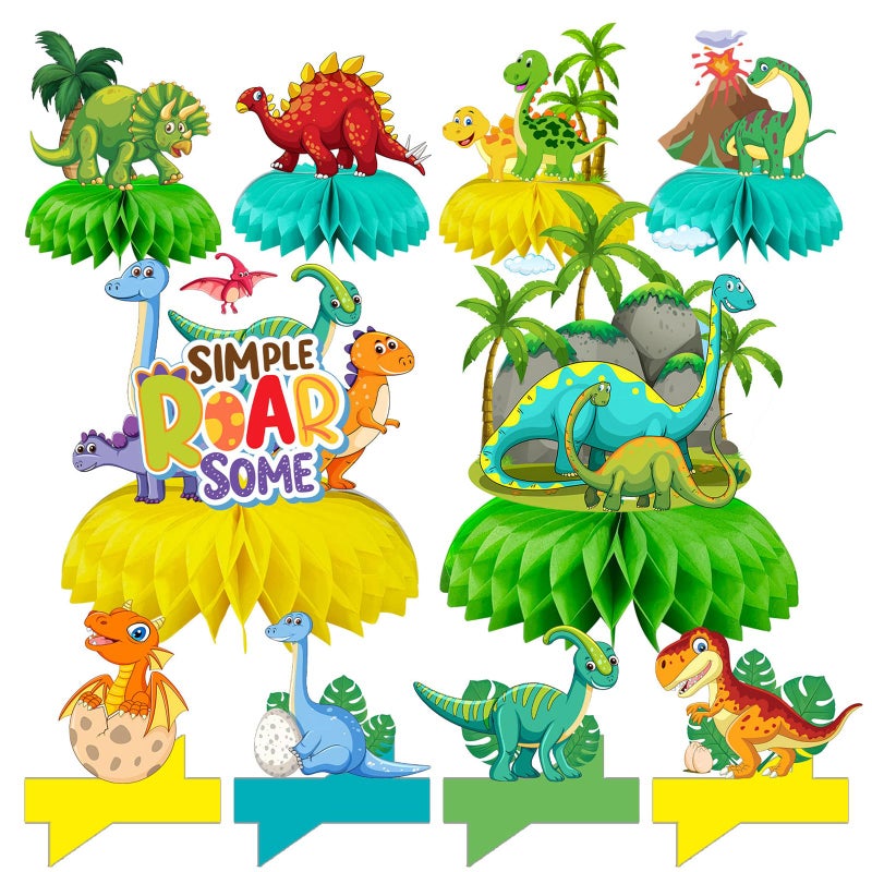 Jamonxi Dinosaur Birthday Decorations For 4-8 Year Old Boy And Girl, Baby Shower Center Pieces Cute Decoration For Table, Colorful Dinosaur Party Favors For Kids 1-3 Easy Assembly Stable Standing - Image 1
